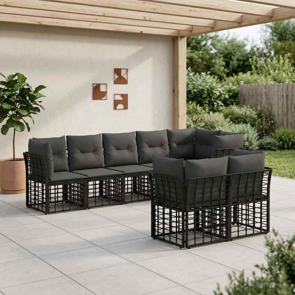 vidaXL Buiten bank set Zwart Polyester