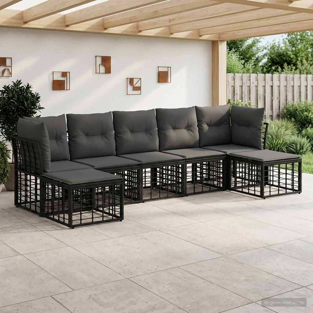 vidaXL Buiten bank set Zwart Polyester
