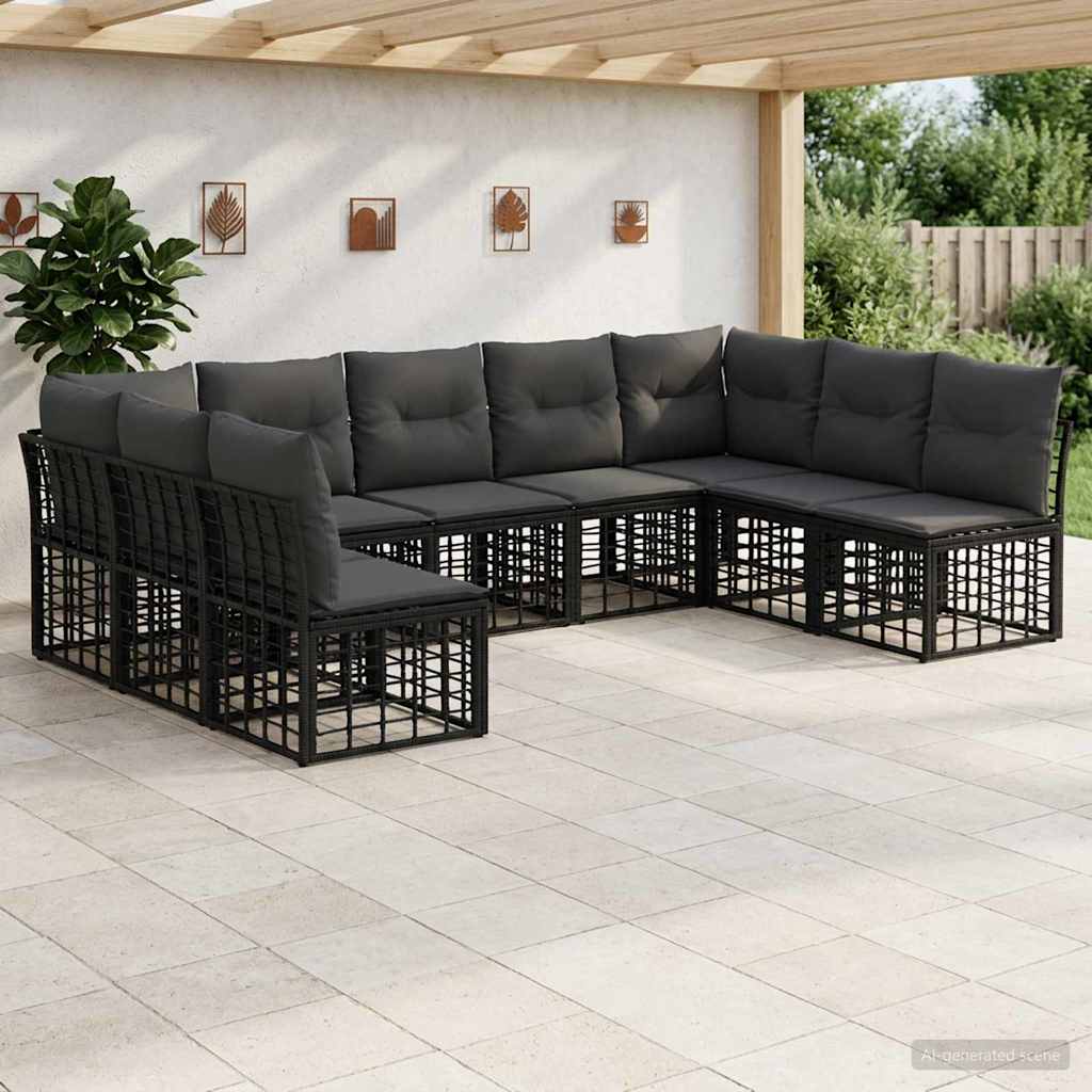 vidaXL Buiten bank set Zwart Polyester