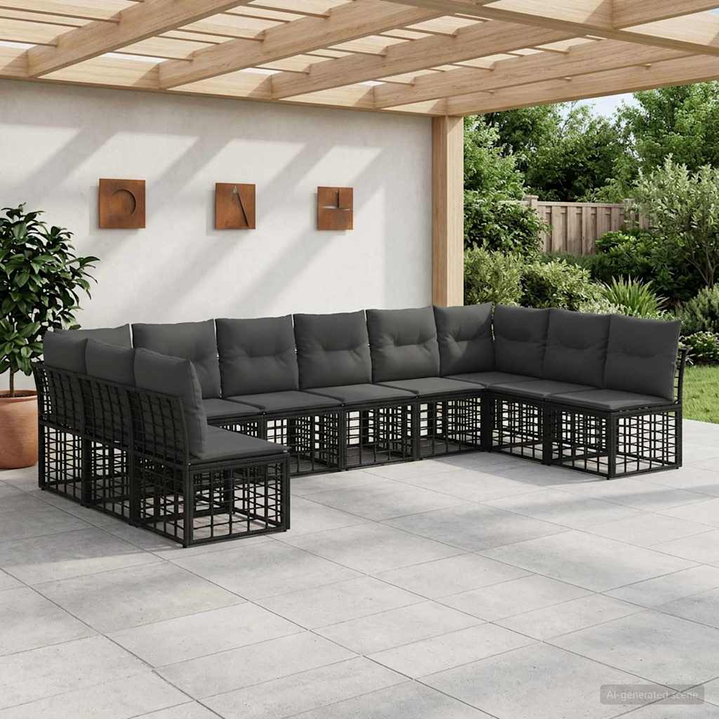 vidaXL Buiten bank set Zwart Polyester