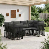 vidaXL Buiten bank set met kussen 6 pcs Zwart Polyester