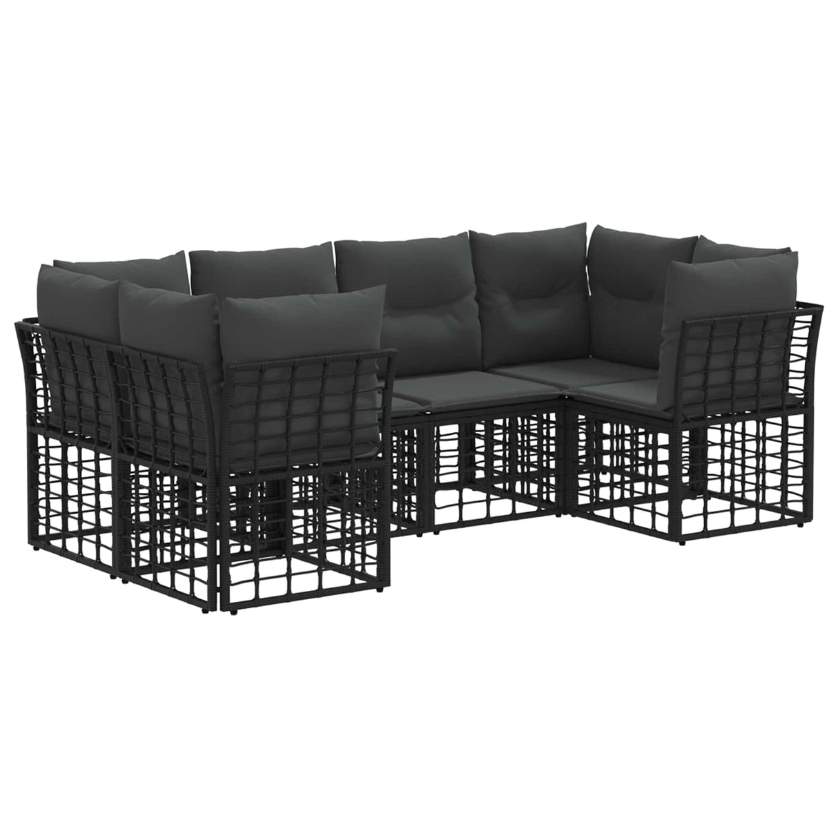 vidaXL Buiten bank set met kussen 6 pcs Zwart Polyester