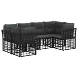 vidaXL Buiten bank set met kussen 6 pcs Zwart Polyester