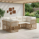 vidaXL Buiten bank set met kussen 6 pcs Zwart Polyester