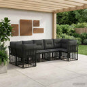 vidaXL Outdoor Sofa Set 7 pcs Black and Dark Grey Polyester