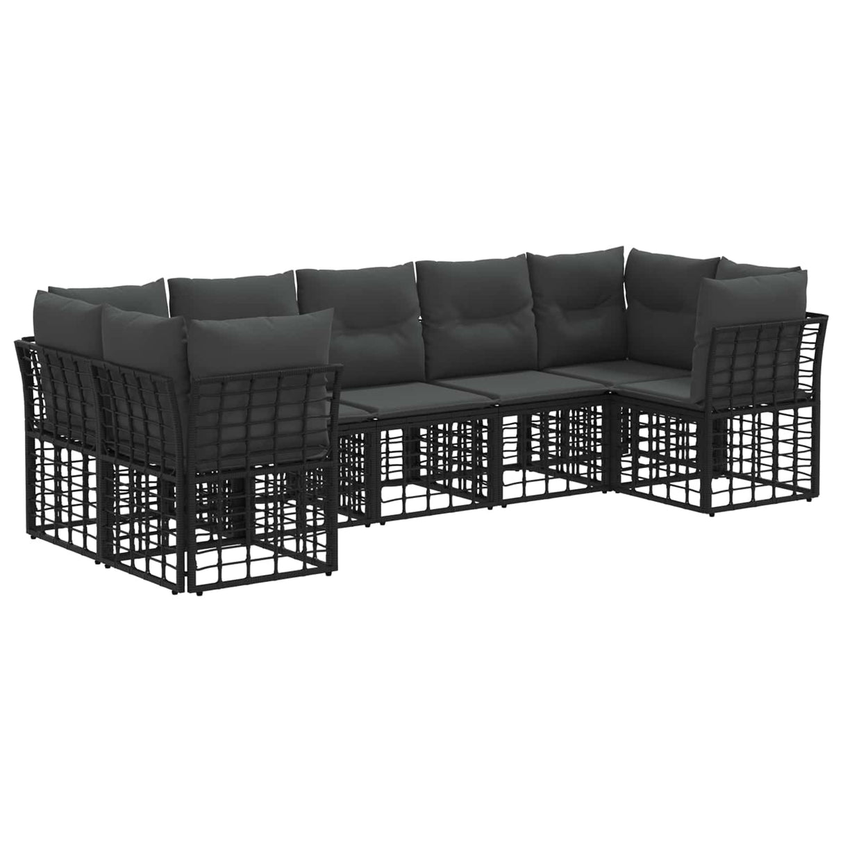 vidaXL Outdoor Sofa Set 7 pcs Black and Dark Grey Polyester