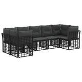 vidaXL Outdoor Sofa Set 7 pcs Black and Dark Grey Polyester