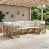 vidaXL Outdoor Sofa Set 7 pcs Black and Dark Grey Polyester