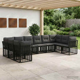 vidaXL Buiten bank set Zwart en Donker Grijs Polyester