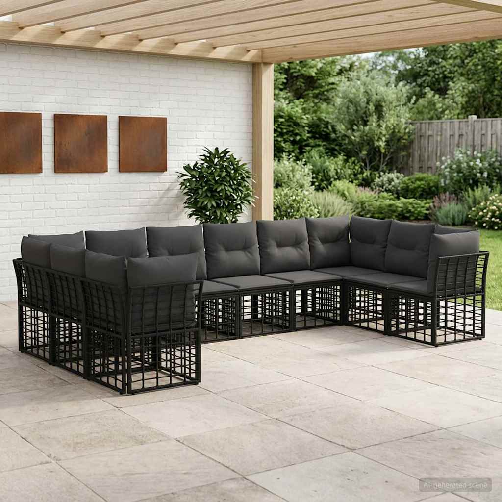 vidaXL Buiten bank set Zwart en Donker Grijs Polyester