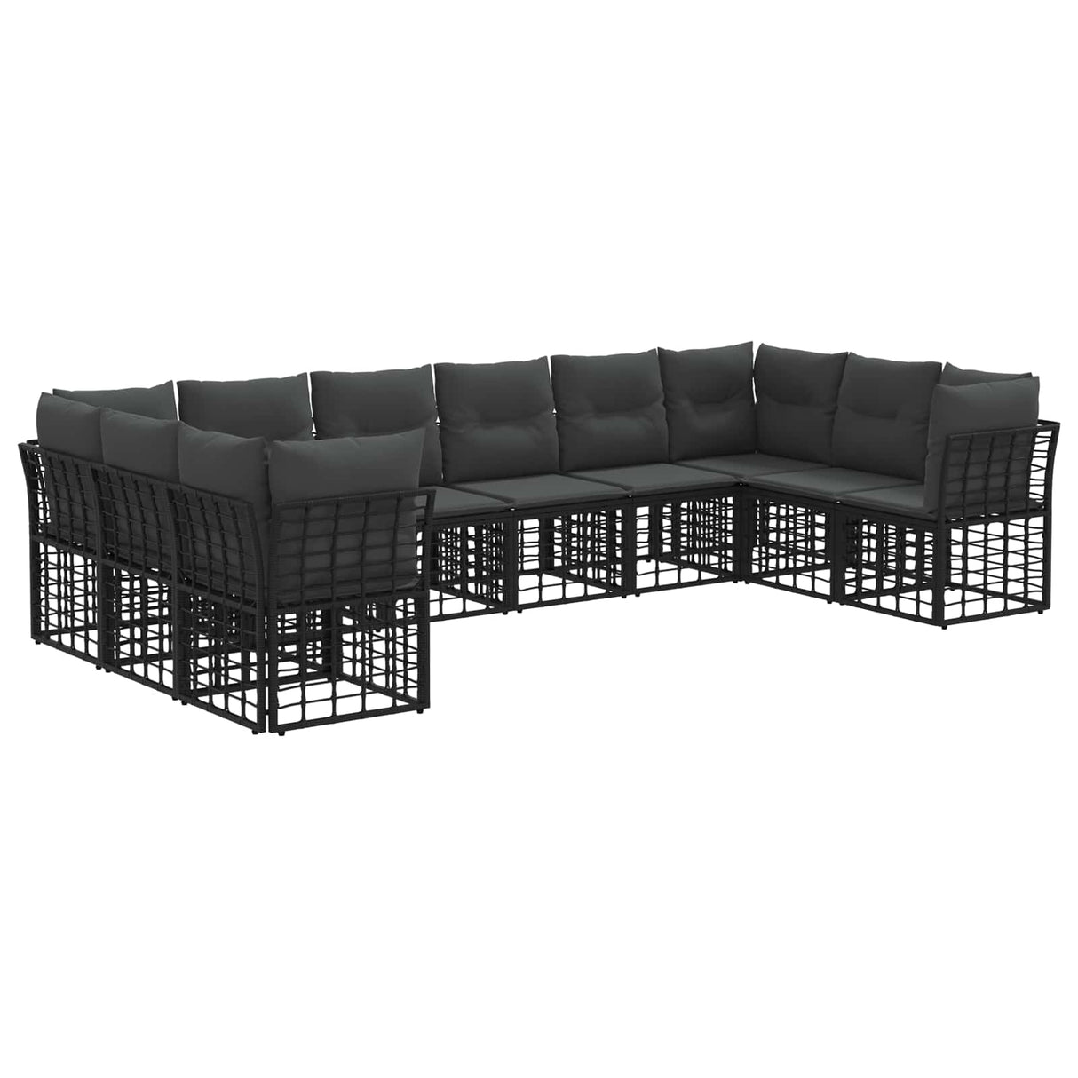vidaXL Buiten bank set Zwart en Donker Grijs Polyester