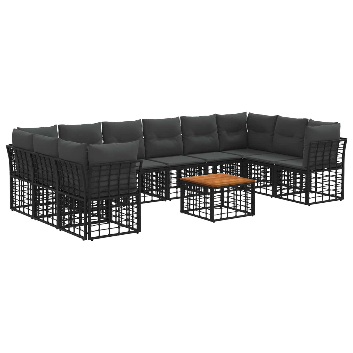 vidaXL Buiten bank set Zwart en Donker Grijs Polyester