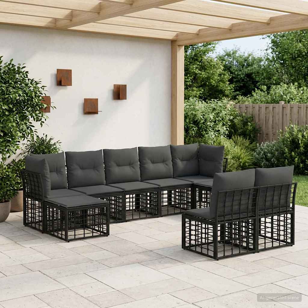 vidaXL Buiten bank set Zwart en Donker Grijs Polyester