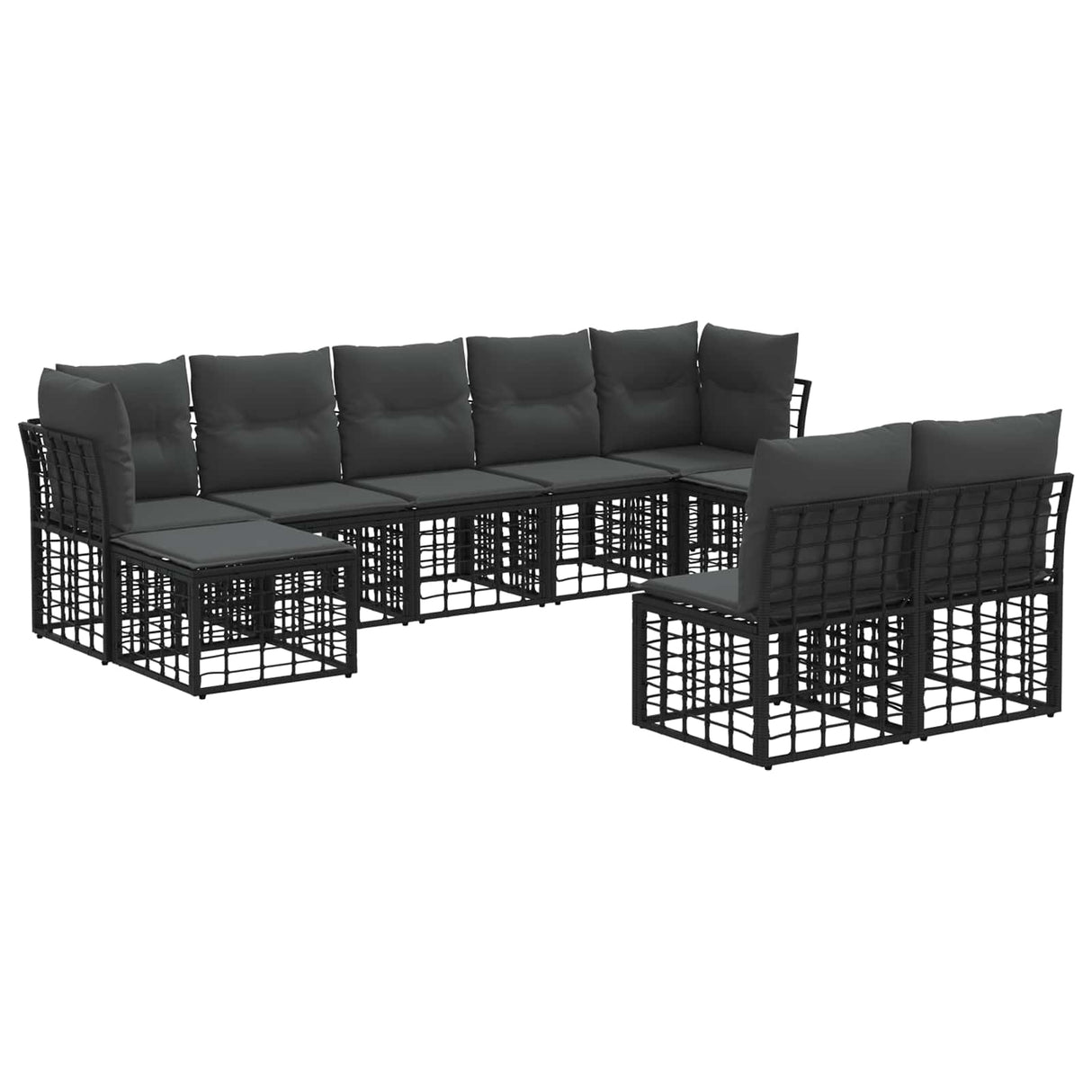 vidaXL Buiten bank set Zwart en Donker Grijs Polyester