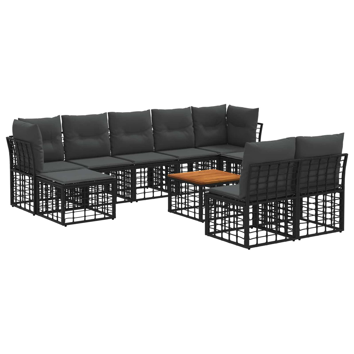 vidaXL Buiten bank set Zwart en Donker Grijs Polyester