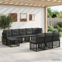 vidaXL Outdoor Sofa Set Black and Dark Grey Polyester