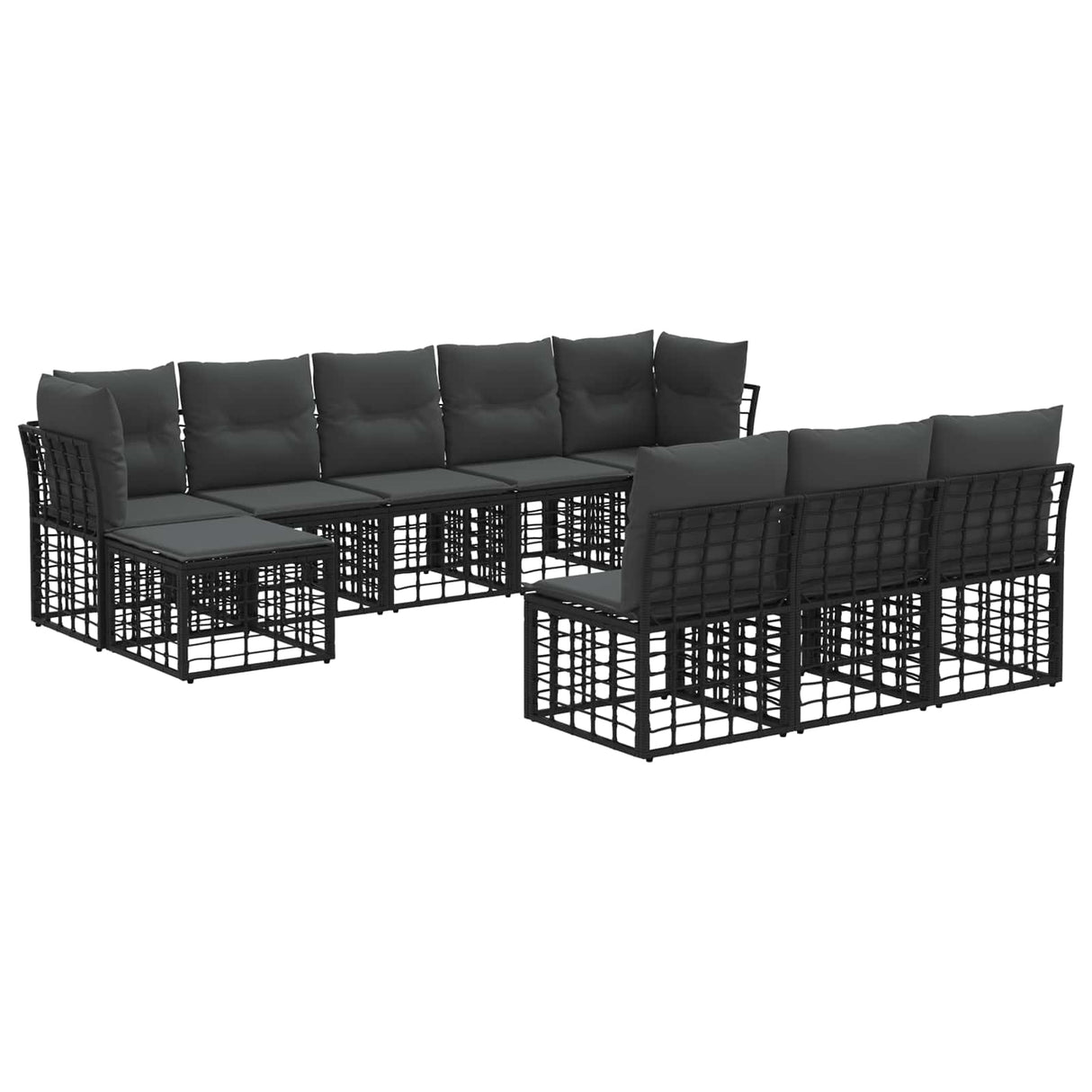 vidaXL Outdoor Sofa Set Black and Dark Grey Polyester