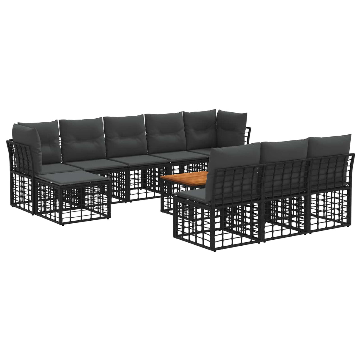 vidaXL Outdoor Sofa Set Black and Dark Grey Polyester