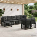 vidaXL Outdoor Sofa Set Black and Dark Grey Polyester