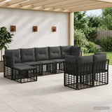 vidaXL Outdoor Sofa Set Black and Dark Grey Polyester