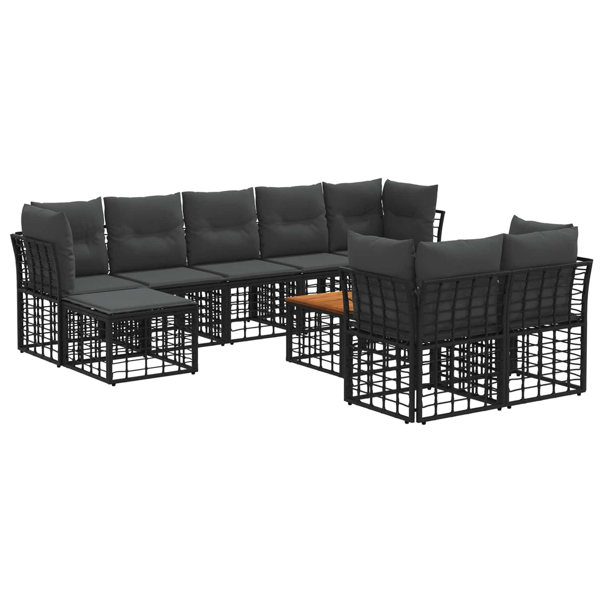 vidaXL Outdoor Sofa Set Black and Dark Grey Polyester