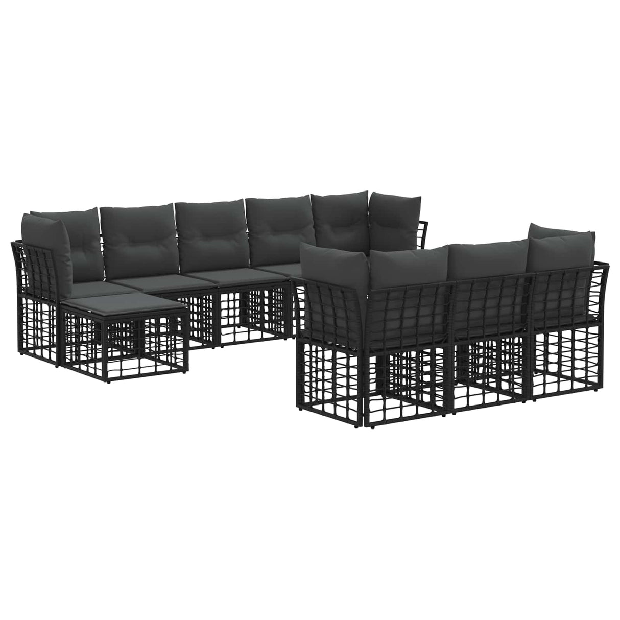 vidaXL Buiten bank set Zwart en Donker Grijs Polyester