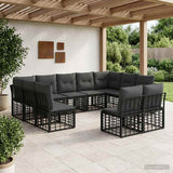 vidaXL Buiten bank set Zwart en Donker Grijs Polyester