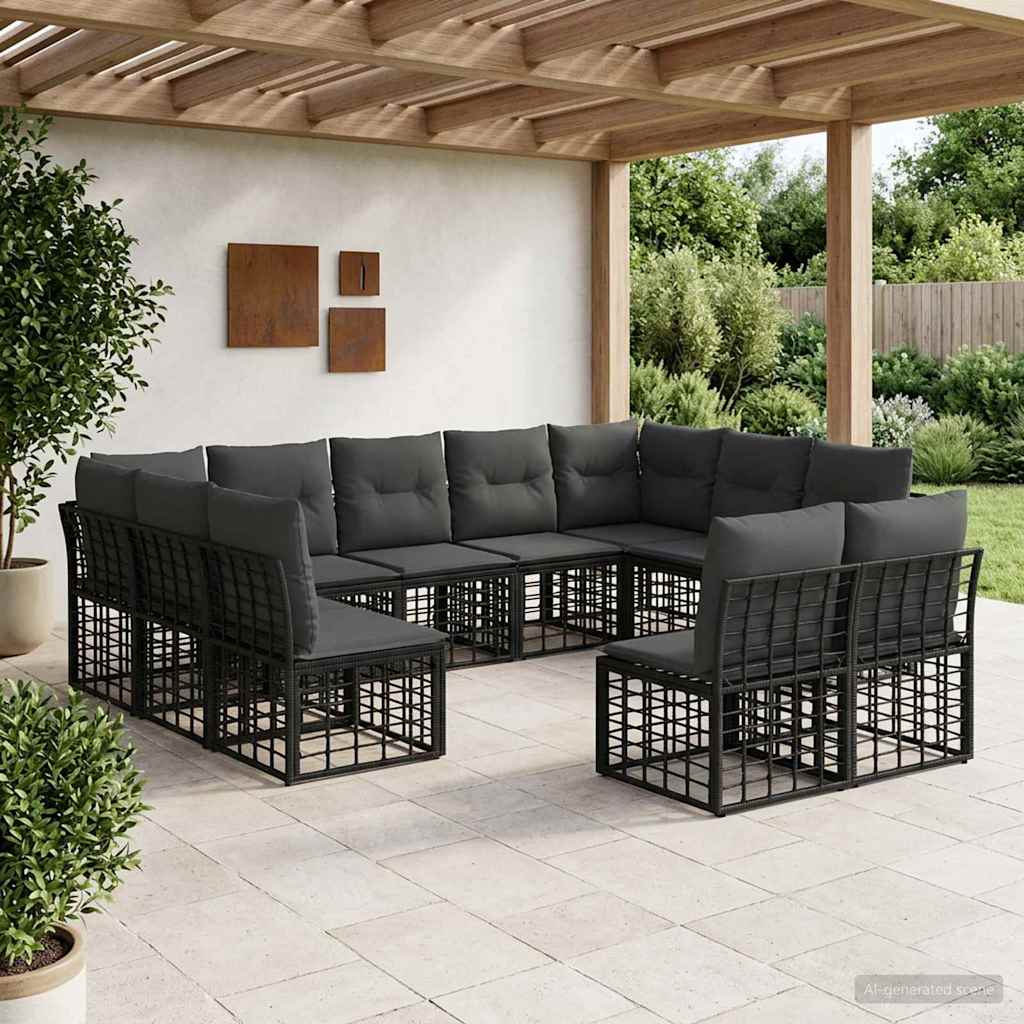 vidaXL Buiten bank set Zwart en Donker Grijs Polyester