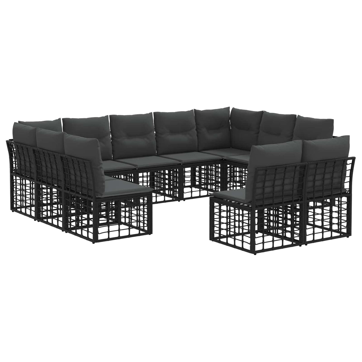 vidaXL Buiten bank set Zwart en Donker Grijs Polyester