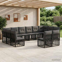 vidaXL Outdoor Sofa Set Black and Dark Grey Polyester