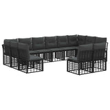 vidaXL Outdoor Sofa Set Black and Dark Grey Polyester