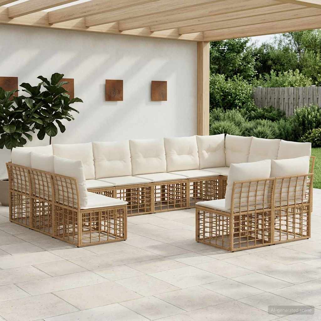 vidaXL Outdoor Sofa Set Black and Dark Grey Polyester