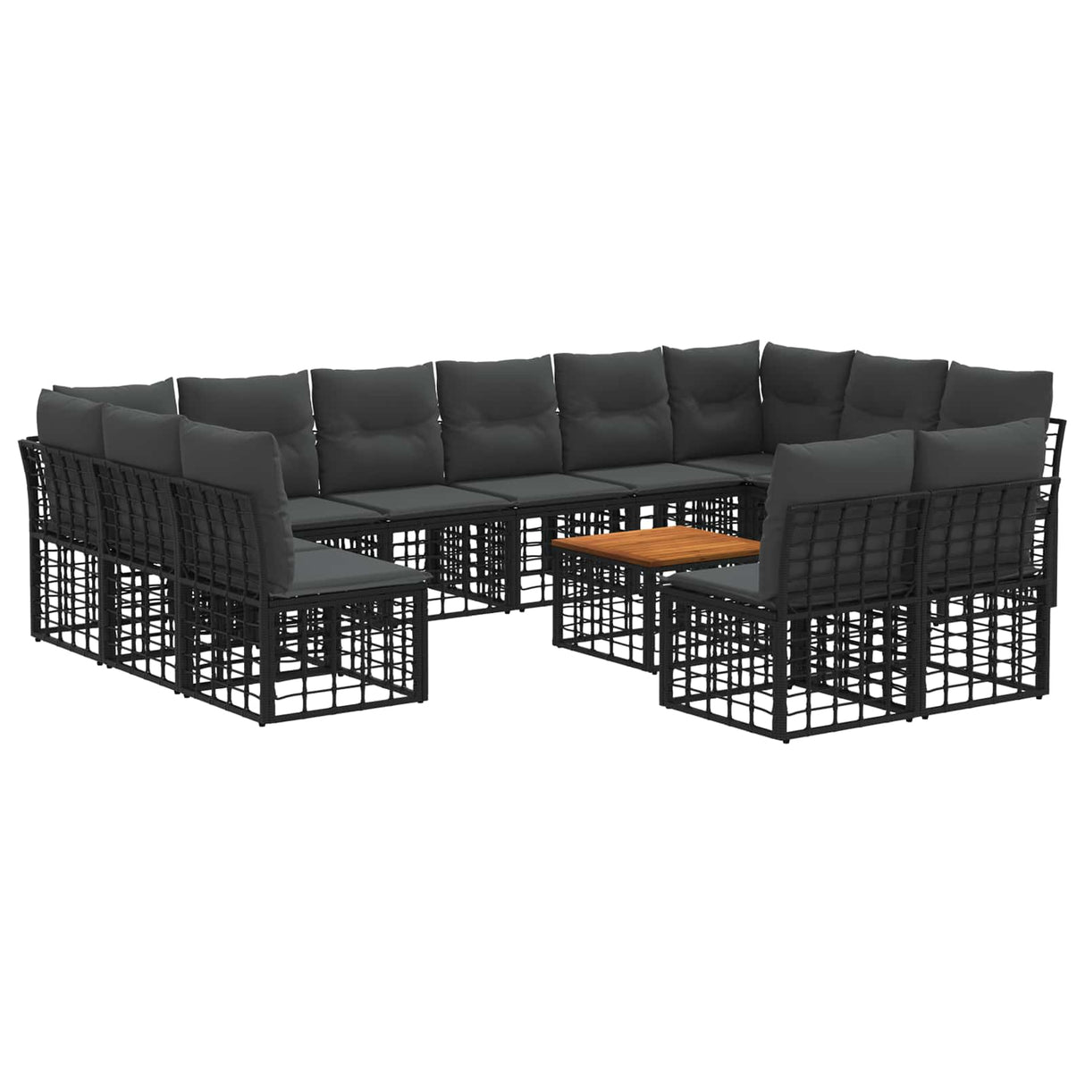 vidaXL Outdoor Sofa Set Black and Dark Grey Polyester