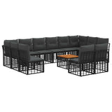 vidaXL Outdoor Sofa Set Black and Dark Grey Polyester