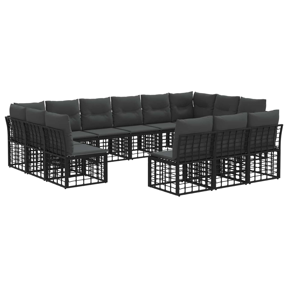 vidaXL Buiten bank set Zwart en Donker Grijs Polyester