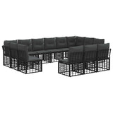 vidaXL Buiten bank set Zwart en Donker Grijs Polyester