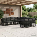 vidaXL Outdoor Sofa Set Black and Dark Grey Polyester