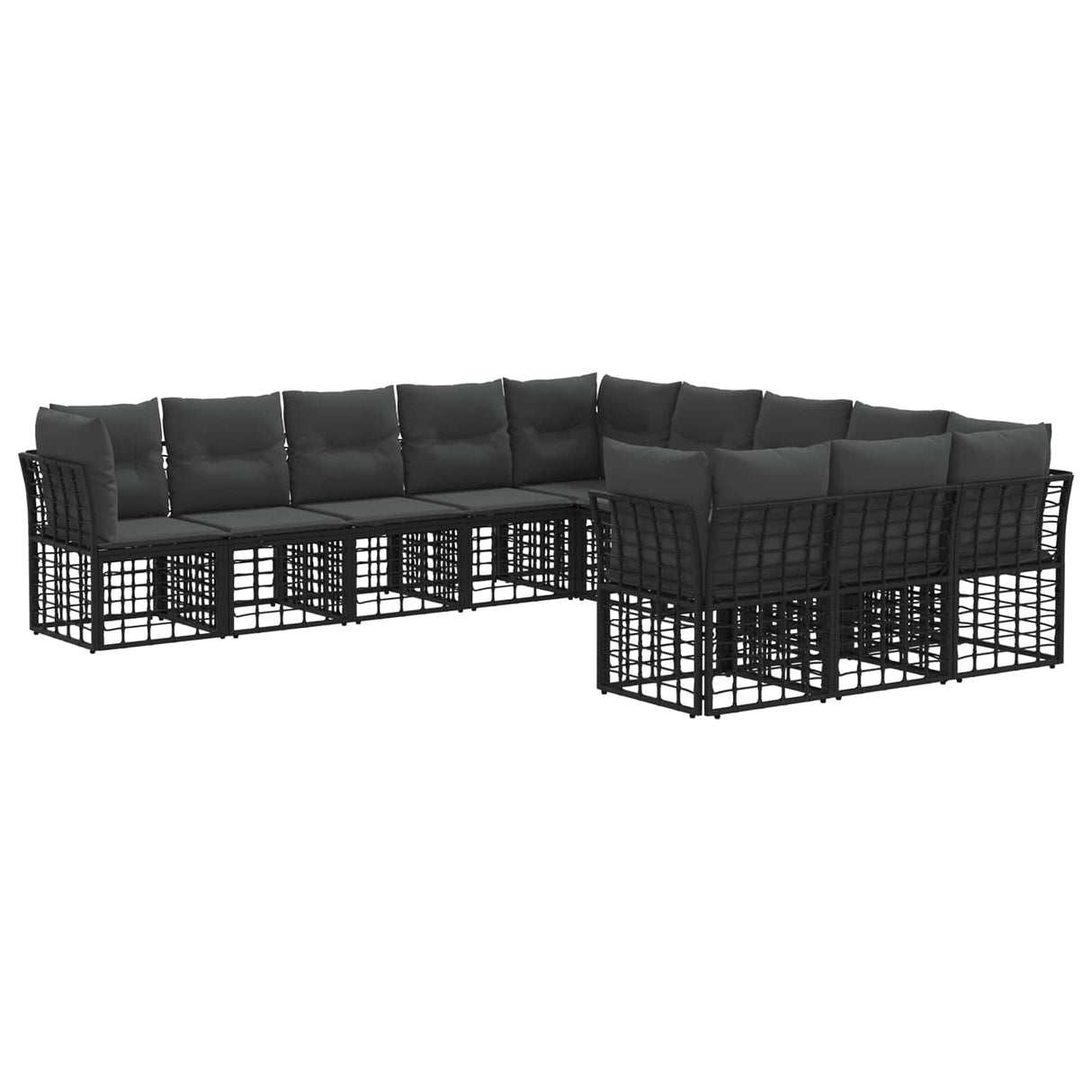 vidaXL Outdoor Sofa Set Black and Dark Grey Polyester