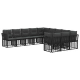 vidaXL Outdoor Sofa Set Black and Dark Grey Polyester