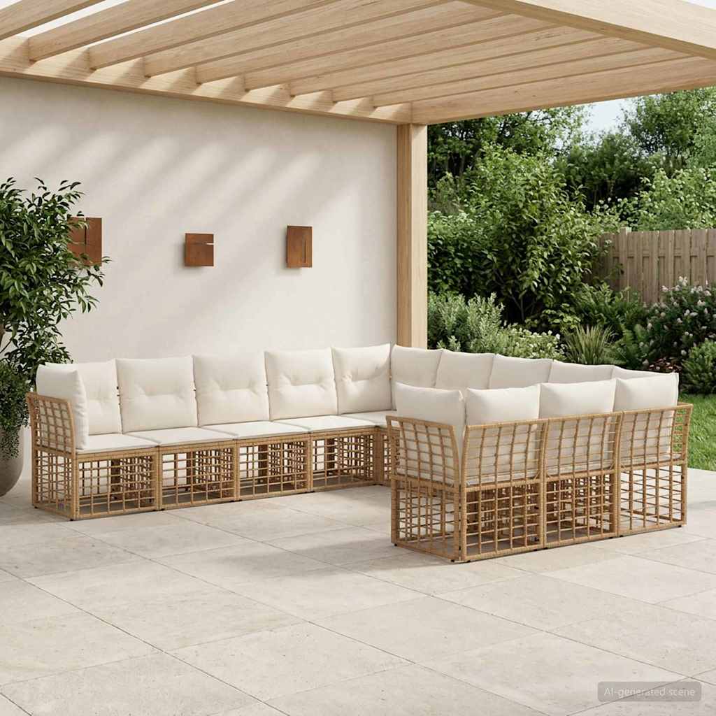 vidaXL Outdoor Sofa Set Black and Dark Grey Polyester