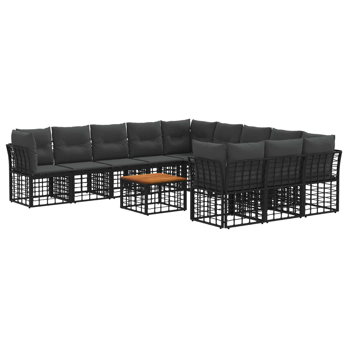 vidaXL Outdoor Sofa Set Black and Dark Grey Polyester