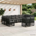vidaXL Buiten bank set Zwart en Donker Grijs Polyester