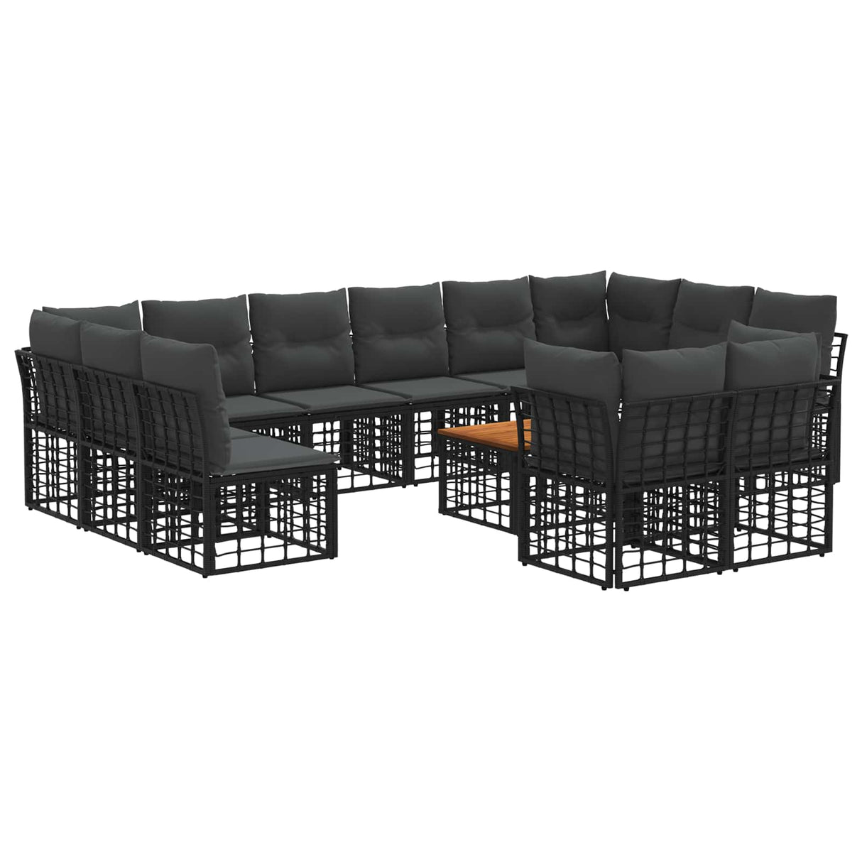 vidaXL Buiten bank set Zwart en Donker Grijs Polyester