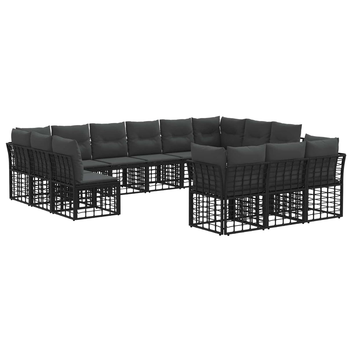 vidaXL Buiten bank set Zwart en Donker Grijs Polyester