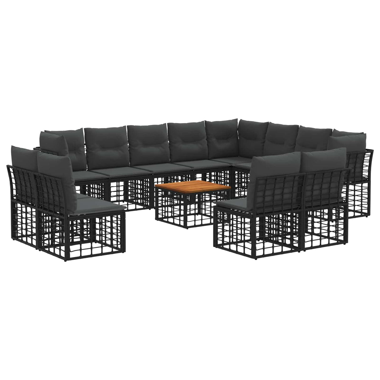 vidaXL Buiten bank set Zwart en Donker Grijs Polyester