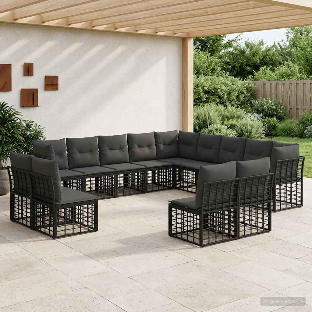 vidaXL Buiten bank set Zwart en Donker Grijs Polyester