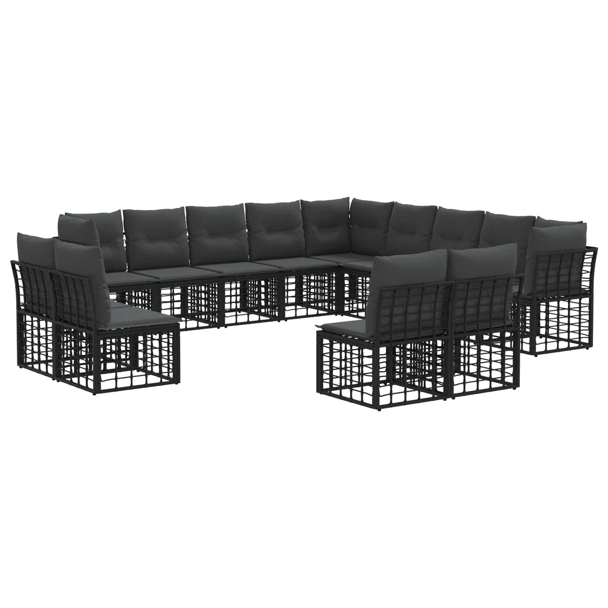 vidaXL Buiten bank set Zwart en Donker Grijs Polyester