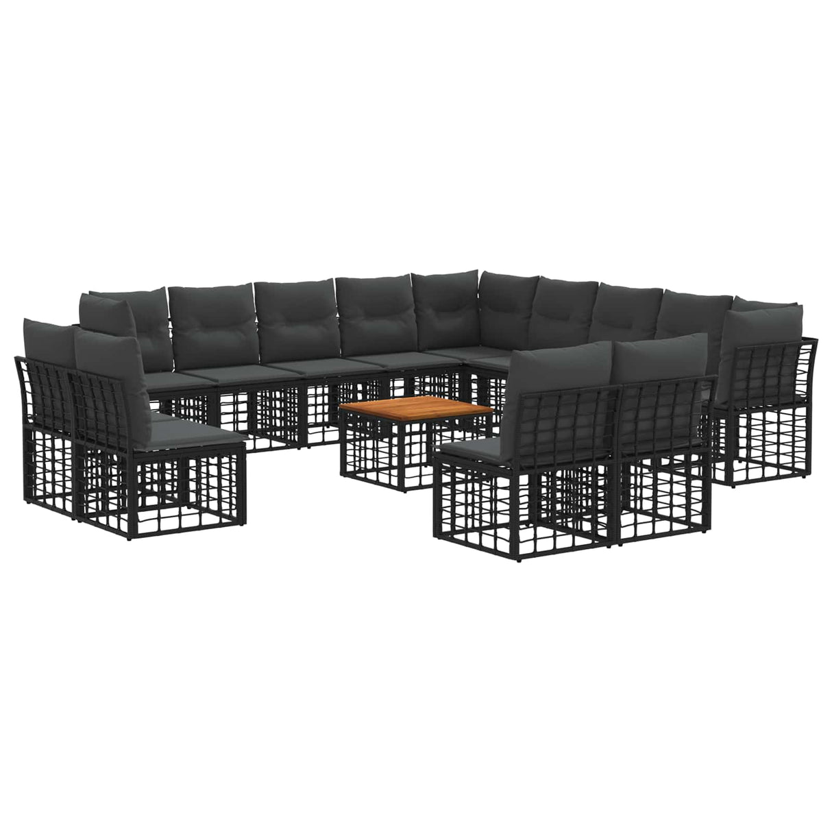 vidaXL Buiten bank set Zwart en Donker Grijs Polyester