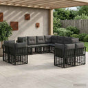 vidaXL Outdoor Sofa Set Black and Dark Grey Polyester