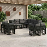 vidaXL Outdoor Sofa Set Black and Dark Grey Polyester